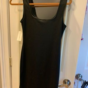 Little black dress with silver buttons
